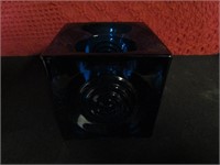 Dark Blue Glass Votive Holder 3 1/2" Cubed