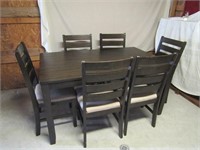 Dark Finish Rustic Table with 6 Chairs