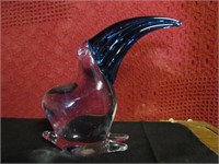 Blue and Clear Glass Tucan 6 1/2"Tall