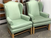 Pair upholstered Wing Back Chairs