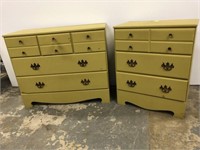 2 Chartreuse Painted Dresser Set
