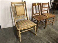 Three unmatched vintage chairs