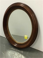 Antique oval solid wood wall mirror