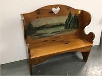 Country Seat Bench with Landscape Painting