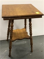 Antique Oak Bobbin Leg Side Table