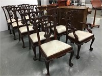 Ten Chippendale style dining chairs