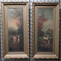Pair of 19c. Oil on Canvas Paintings - Cows