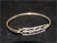 Sterling Silver Bracelet w/ Amethyst Stone