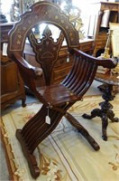 Mahogany Inlaid Roman Style Folding Chair