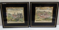 Framed Hand Tinted Antique Maps of Urbino Italy