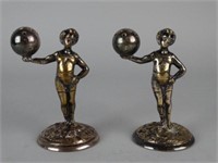 Pair BOULENGER Silver-Plate Figural Table Articles