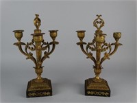 Pair of 19c. French Bronze Candelabras