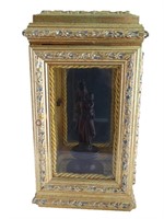 Carved Madonna Icon in Gold Gilt Glass Case