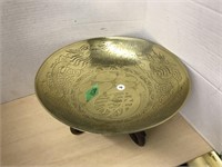 Brass Bowl On Wooden Stand