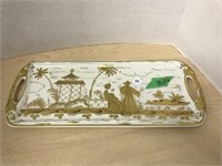 White And Gold Serving Tray - Paris France