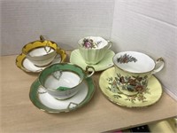 4 Teacups & Saucers - 2 Royal Albert, 1 Paragon &