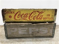 Vintage Coca Cola & Pepsi wood crates