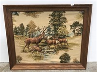 Deer wildlife 3D framed fabric art