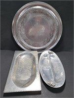 Trio of stamped aluminum trays