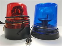 Red and blue rotating lights