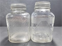 Pair of vintage square Ball jars w/ metal lids