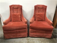 Mid century swivel rocker chair pair