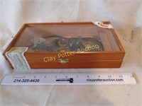 Cigar Display Box of Bolo, Coins, Badge & more