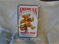 Metal AMERICAN DRUMMER BEAR Sign