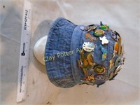 Fisherman Hat FULL of Collector Pins - Denim