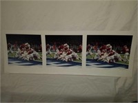 3 Signed Daniel Moore "Goal Line Stand" Prints
