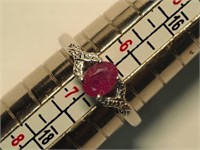 Sterling Silver Ruby Diamond Ring