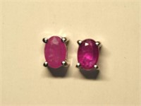 Sterling Silver Ruby  Earrings (~weight 1.2g)