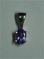 Sterling Silver Tanzanite Pendant (~weight 4g)