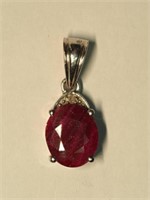 Sterling Silver Enhanced Ruby Diamond Pendant