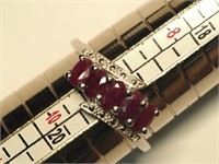 Sterling Silver Ruby Ring (~weight 3g),