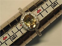 Sterling Silver Citrine Cubic Zirconia Ring