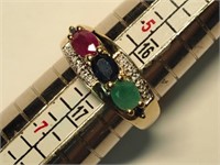 Two-Toned Sterling Silver Sapphire Ruby Ring