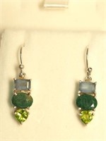 Sterling Silver Emerald Peridot Earrings