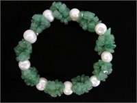 Genuine freshwater pearl & aventurine bangle