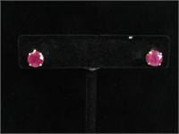 10kt yellow gold 6.5mm genuine ruby stud earrings