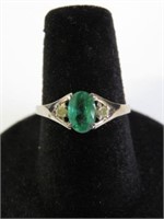 18kt white gold 6.5x4.5mm genuine emerald &