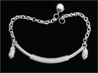 sterling silver genuine freshwater pearl bracelet