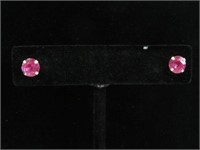 14kt yellow gold 6mm genuine ruby stud earrings