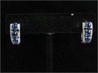 Sterling silver genuine sapphire earrings