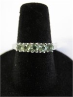 Sterling silver genuine green sapphire ring