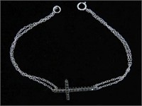 Sterling silver cubic zirconia cross bracelet