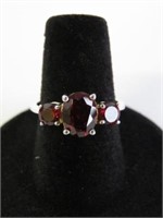 Sterling silver genuine garnet ring