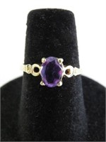 14kt yellow gold 7x5mm genuine amethyst ring