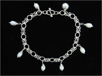 Sterling silver genuine freshwater pearl bracelet