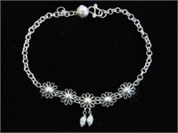 Sterling silver genuine freshwater pearl bracelet